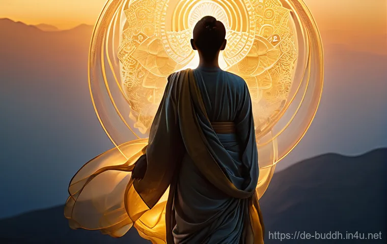 불교에서의 전생 - "A deeply symbolic and ethereal image representing the Buddhist concept of the continuum of consciou...