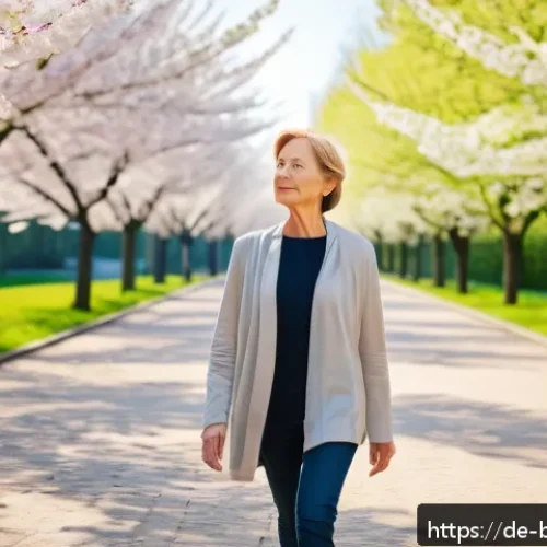 Home 32 불교의 심층적 철학 - A serene urban park scene in springtime Germany, featuring a middle-aged German woman practicing min...